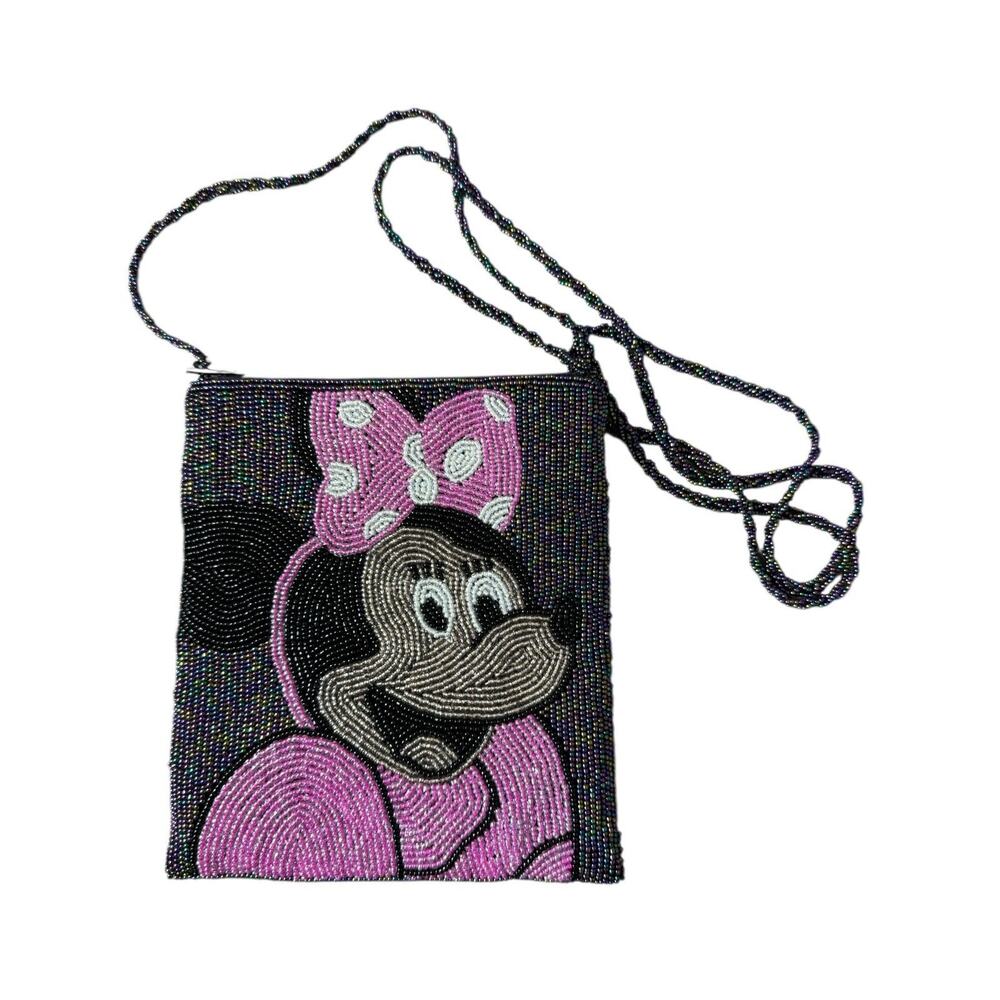 Vintage Beaded Minnie Mouse Style‎ crossbody purse beaded clutch zip
